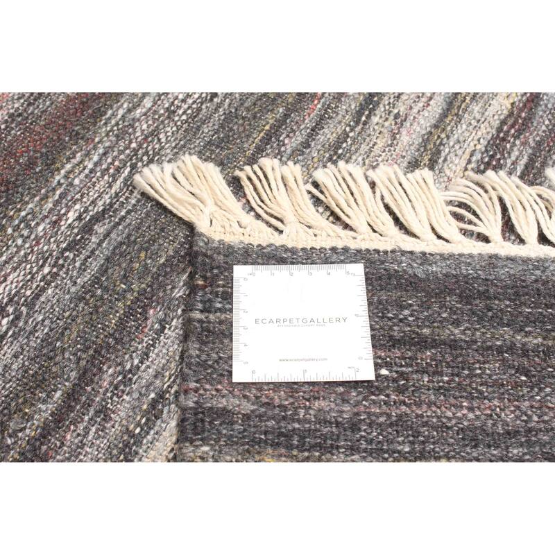 ECARPETGALLERY Flat-Weave Ankara FW Charcoal Wool Kilim - 5'1 x 7'7