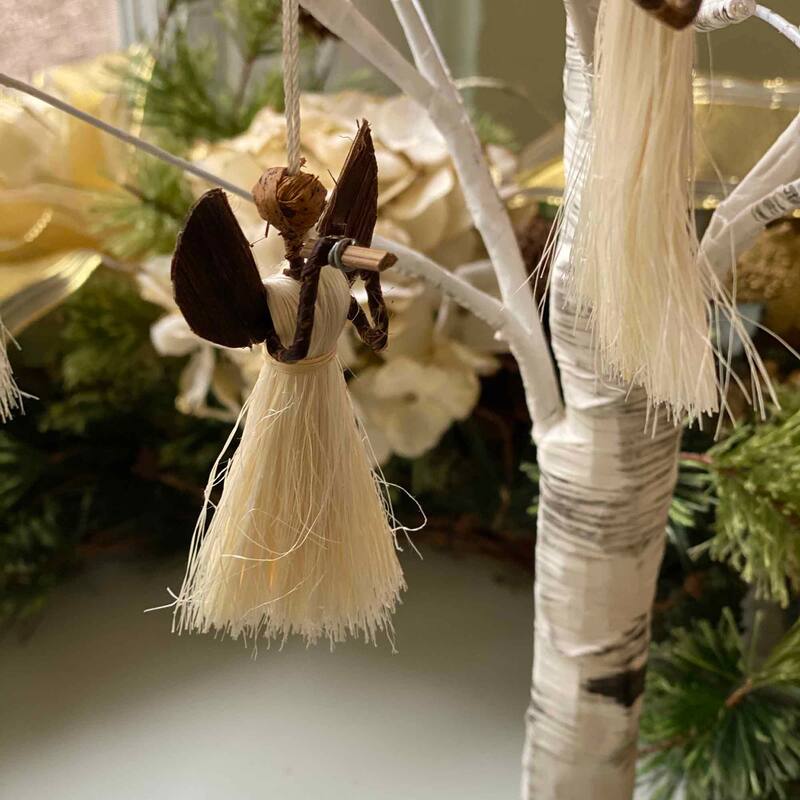 Set of 2 3.5in Sisal Angel Ornaments - Musical