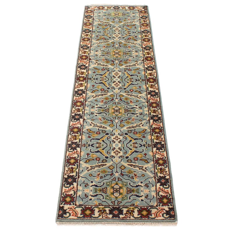 ECARPETGALLERY Hand-knotted Serapi Heritage Turquoise Wool Rug - 2'5 x 9'7