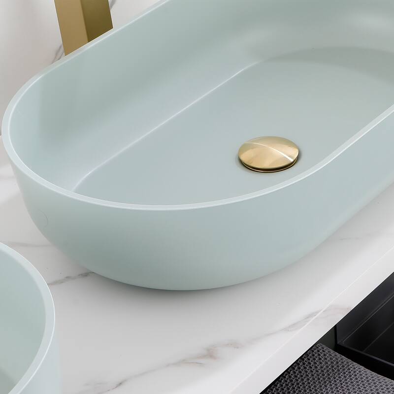 24" Modern Oval Above Bathroom Vessel Sink