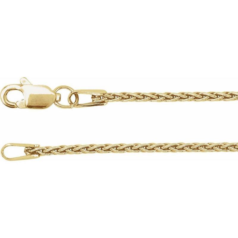Curata 14k Yellow Gold Wheat Chain Necklace 7 Inch