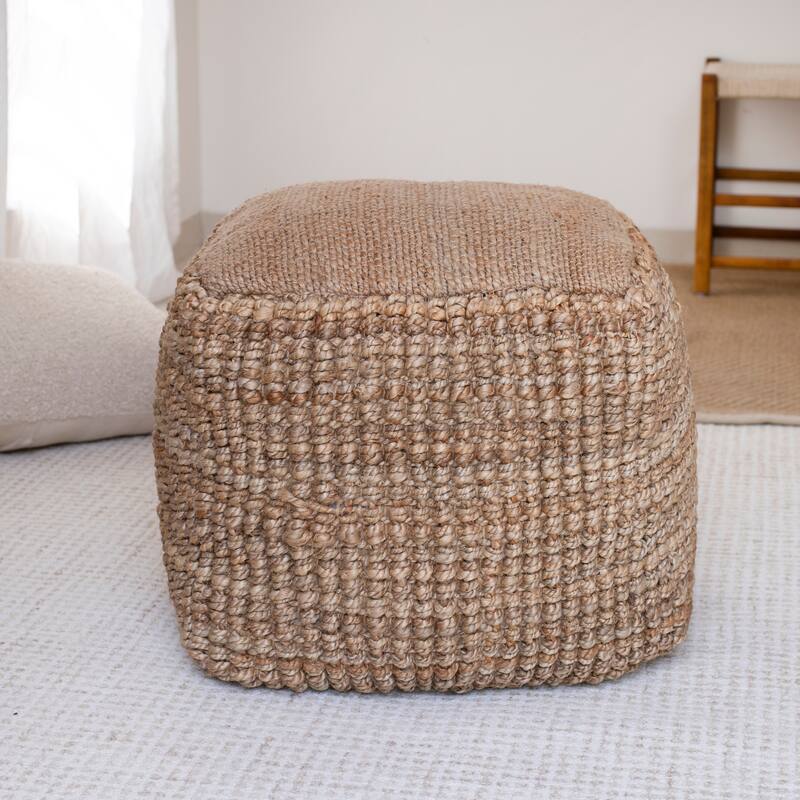 Sevita Natural Farmhouse Solid Hand-Made Pouf