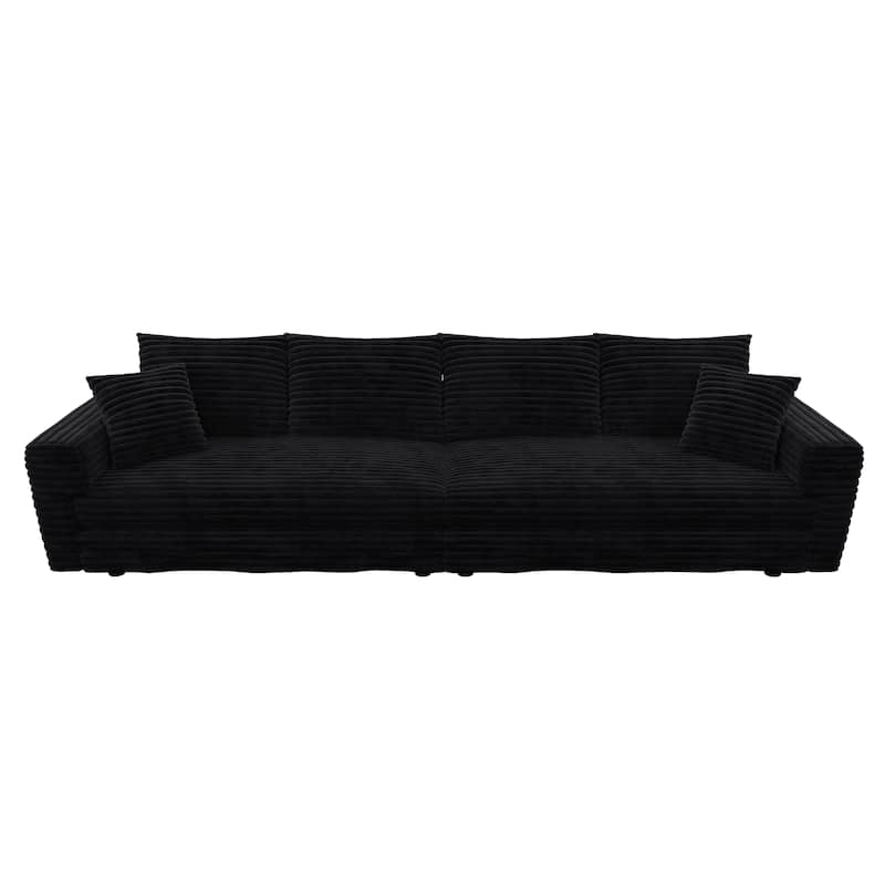 102.4" Corduroy Couch with Ottomans, 4 Seat Convertible Modular Sectional Sofa, Upholstered Couches with Pillows for Living Room