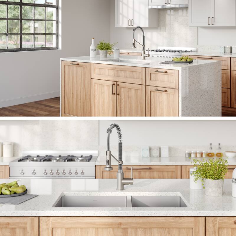 Kraus 3-in-1 Set Undermount Kitchen Sink, Pulldown Faucet, Dispenser