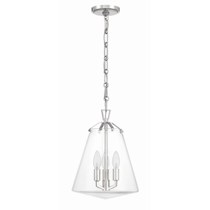 Voss 3 Light Polished Nickel Mini Chandelier - 11"W x 14.75"H x 11"D