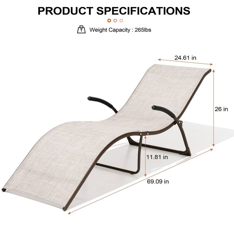 Crestlive Products Outdoor Aluminum Chaise Lounge Chair with Adjustable Backrest