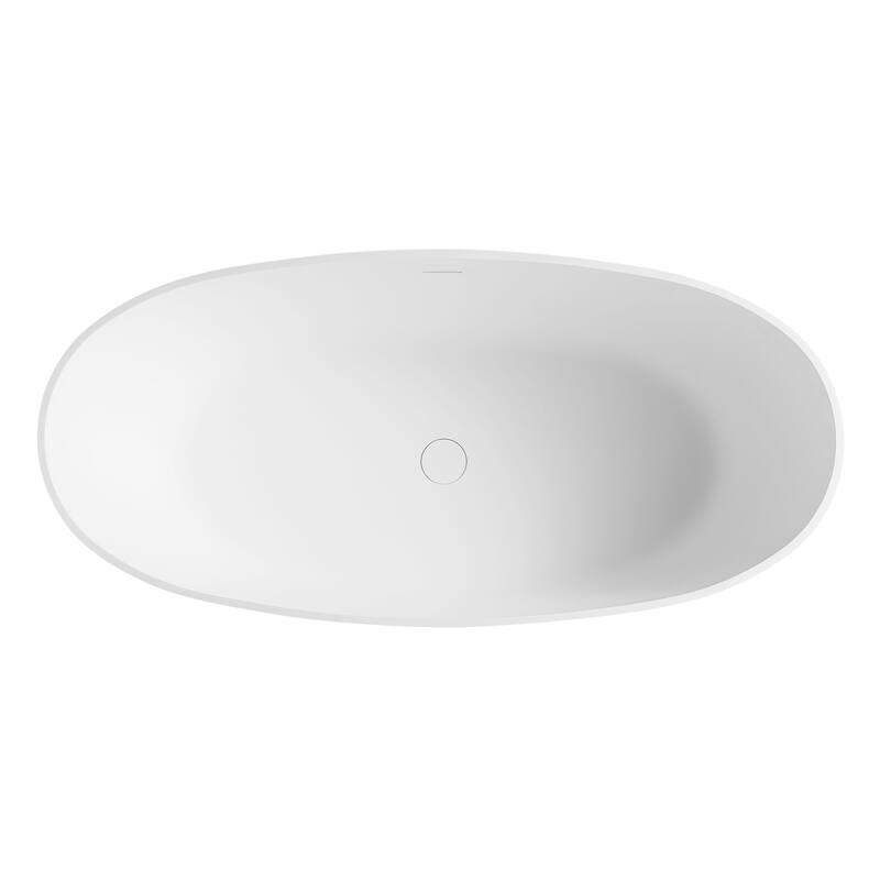 ALFI brand 59" White Oval Solid Surface Resin Soaking Bathtub