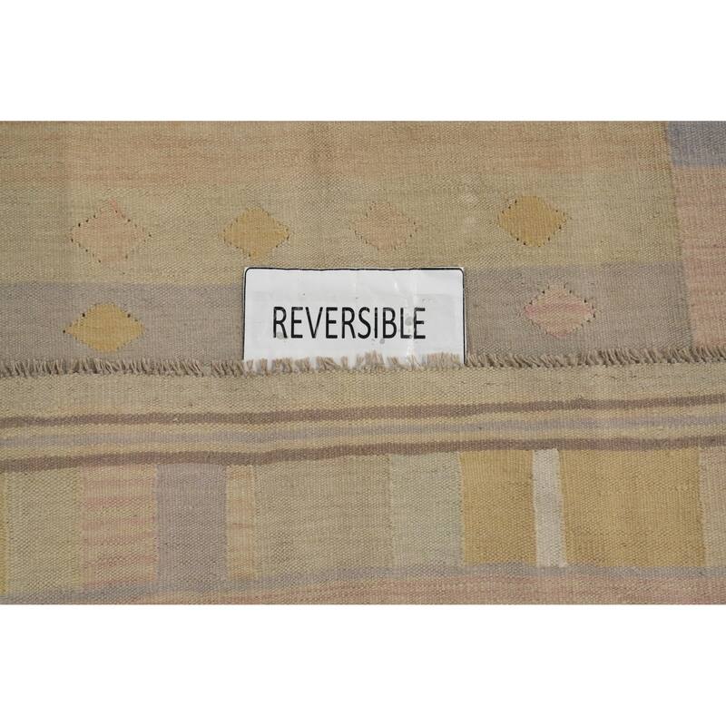 Hand Woven Oriental 100% Wool Carpet Southwestern Tribal Multi-Colored Kilim Area Rug - 8' 11'' X 5' 10''