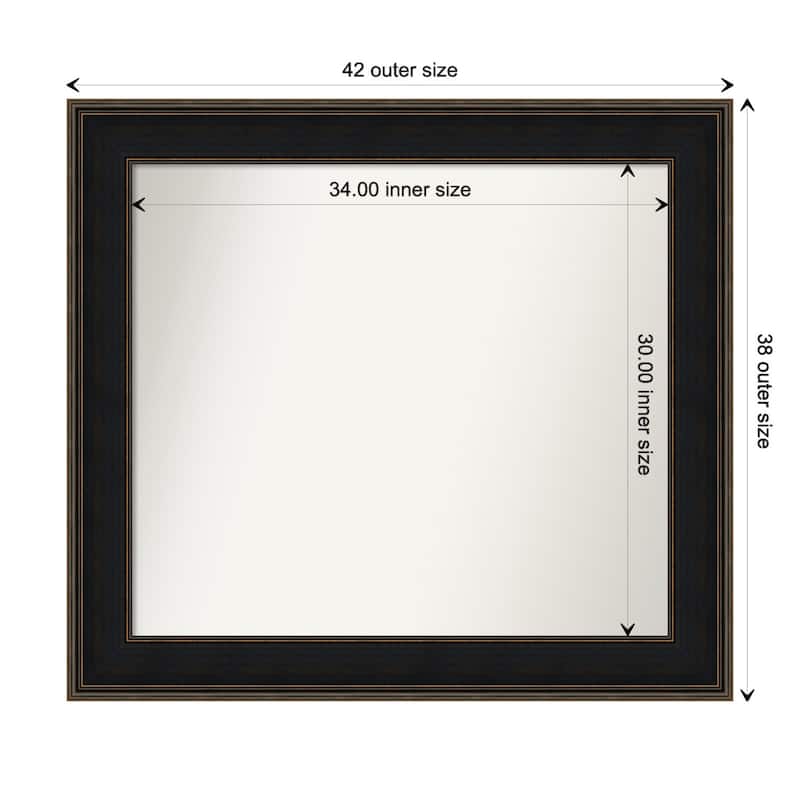 Mezzanine Espresso Framed Non-Beveled Custom Wall Mirror, Bathroom Vanity Mirror - Outer Size: 41.75 x 37.75