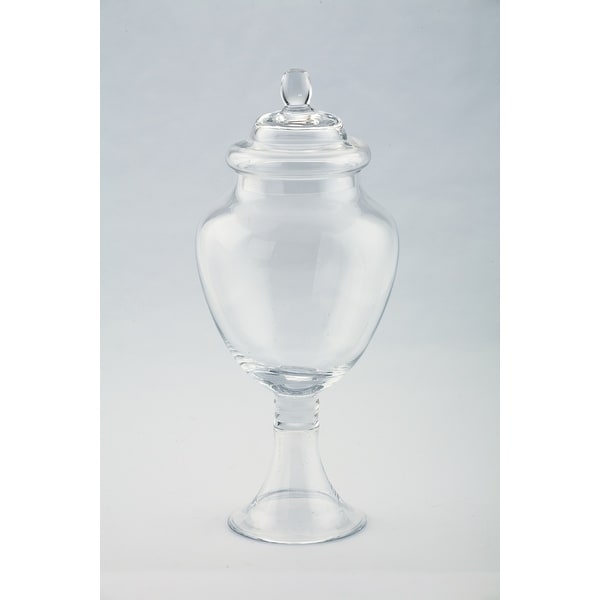 14" Clear Hand Blown Glass Jar with Finial Lid - N/A