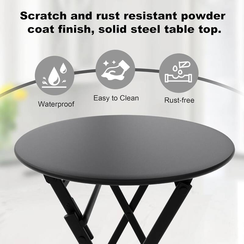 3 Pieces Patio Foldable Round Table and 2 Chairs