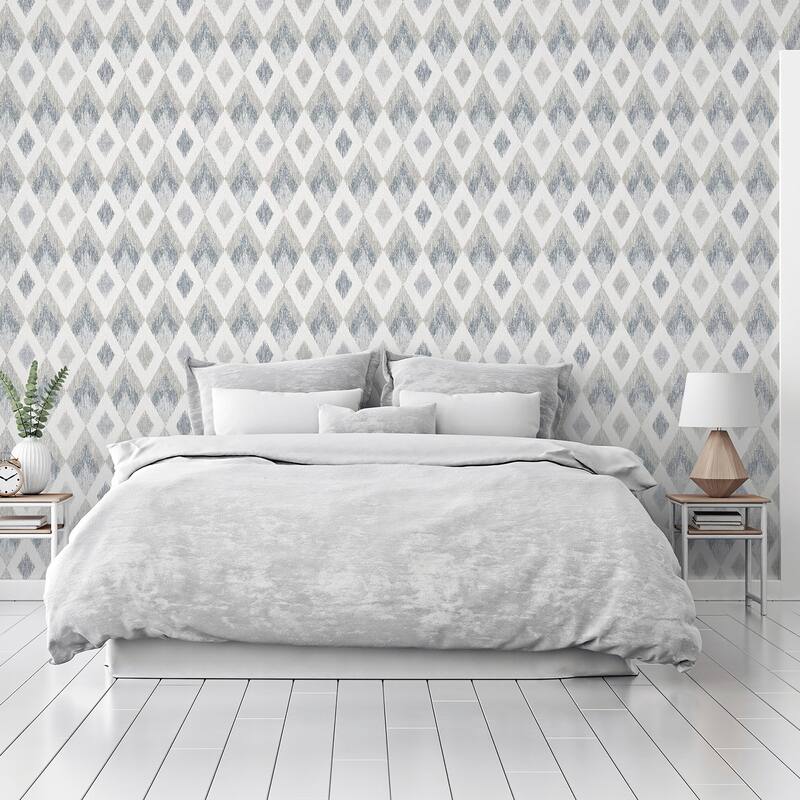 Arthouse Fitzgerald Grey Ikat Diamond Wallpaper