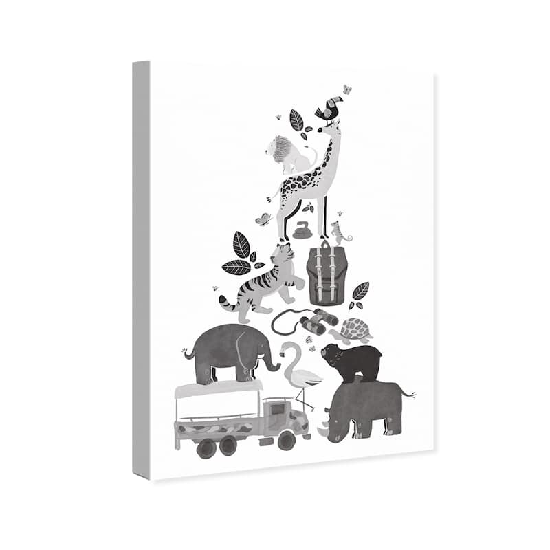 Wynwood Studio Canvas Animals Animal Crackers Gray and Dark Gray Modern & Contemporary Wall Art Canvas Print