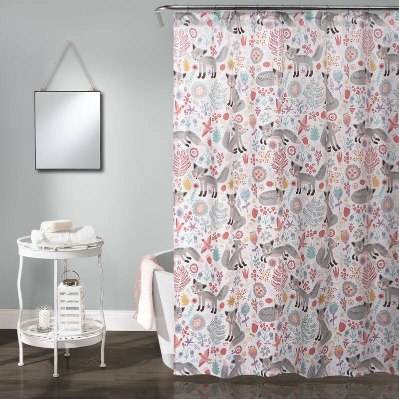 Lush Decor Pixie Fox Shower Curtain - White