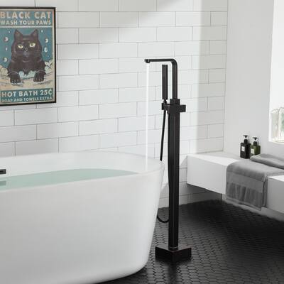1-Handle Freestanding Tub Faucet with Handheld Shower Head