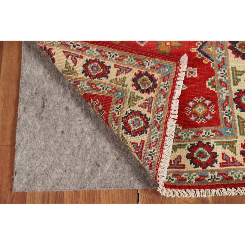 Red Geometric Kazak Oriental Accent Rug Hand-Knotted Wool Carpet - 2'0" x 3'0"