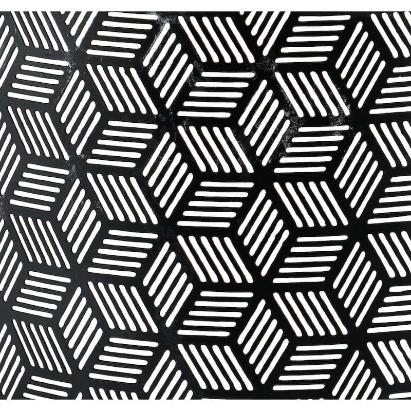Metal Geometric Small Waste Bin with Laser Carved Design - Black - Roche River Decor