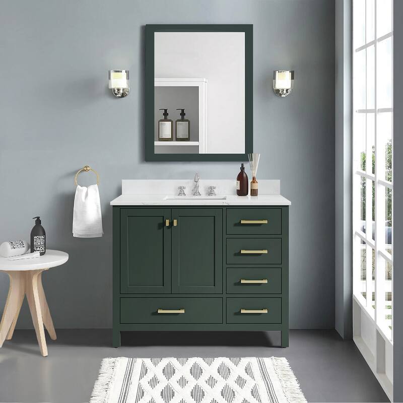 StarrySky 42 inch Undermount Single Sink Bathroom Vanity with Engineered Carrara Marble Top - 42 inch