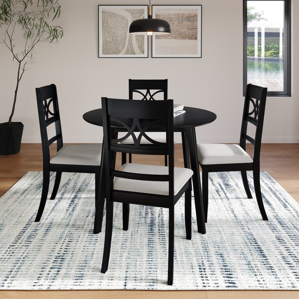 CraftPorch Mid Century Modern 4-Piece Chair and Round Table Dining Set