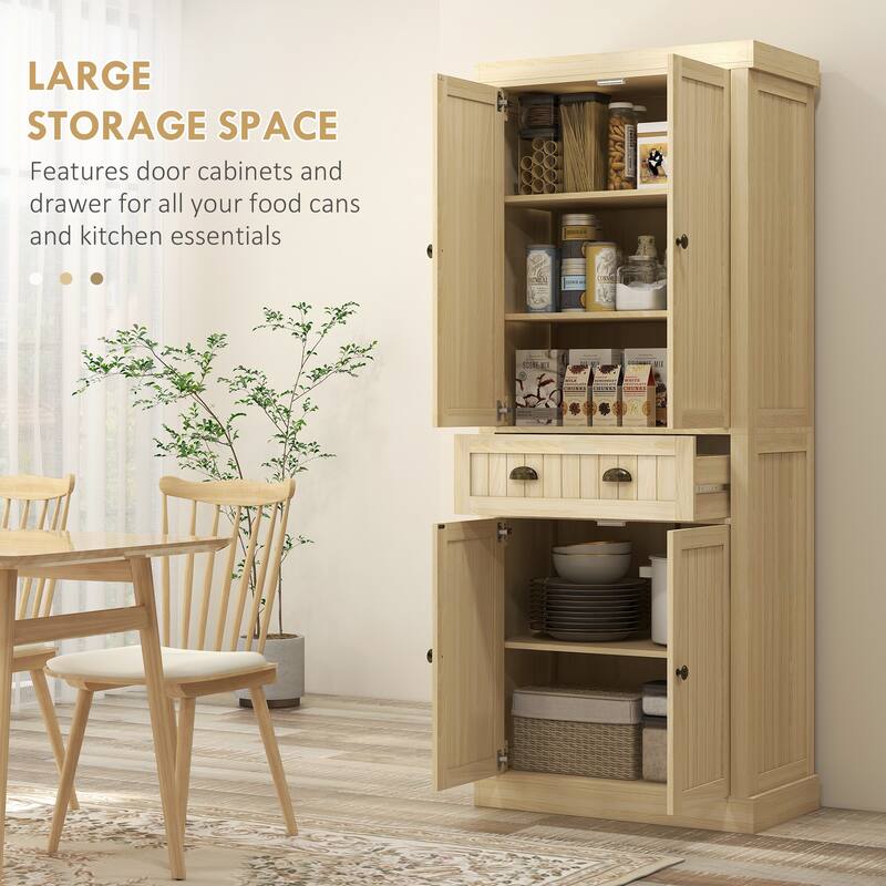 Farmhouse Kitchen Pantry Cabinet MDF with Adjustable Shelves and Soft Close Doors 72 Inch Storage Cabinet