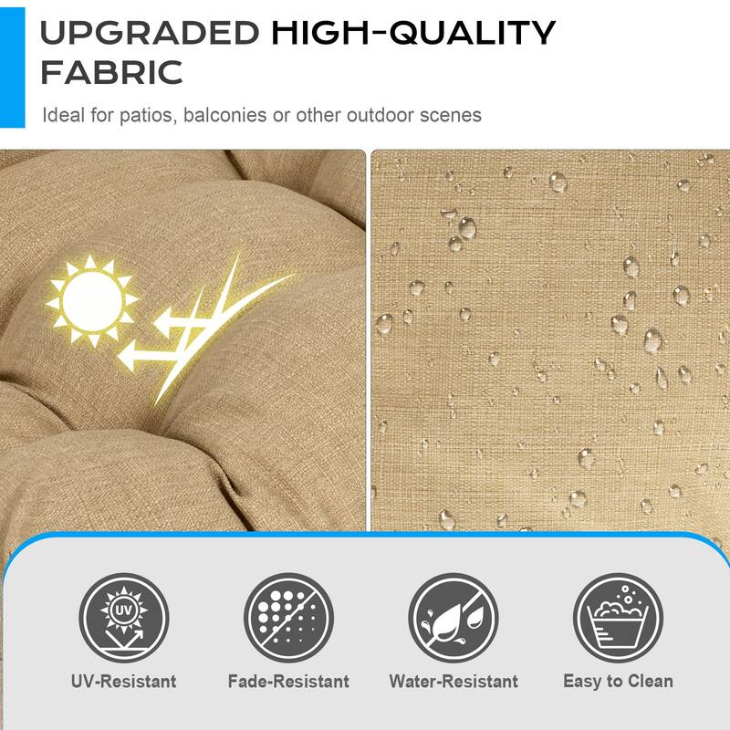 Aoodor Outdoor 45"x 22" x5" Tufted High Back Cushions Patio Replacement Chair Cushion with Ties, Set of 2 - 45" x 22" x 5"