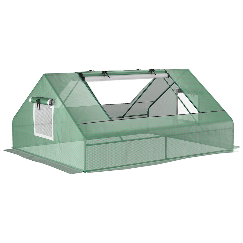 Outsunny 71" x 55" x 32" Mini Tunnel Greenhouse, Garden Planting Shed, Outdoor Flower Planter Warm House