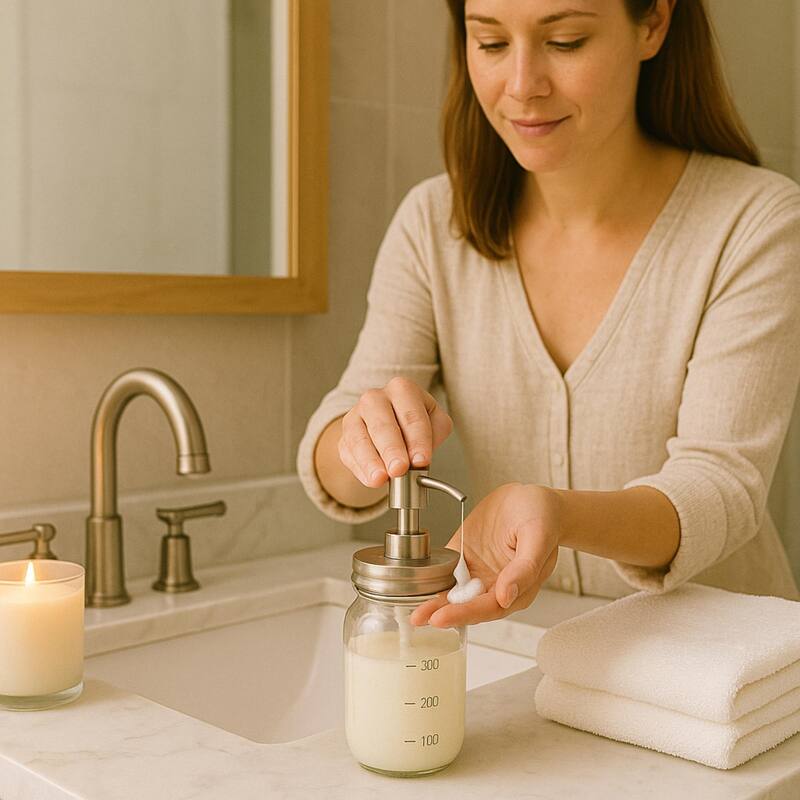 Creative Home 480 ml Mason Jar Soap Dispenser - Clear