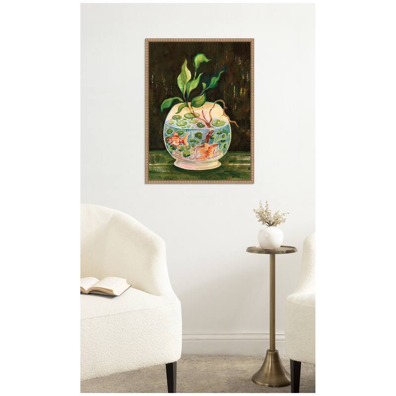Kate and Laurel Goldfish Garden by Lucia Gianello Framed Canvas Wall Art Print