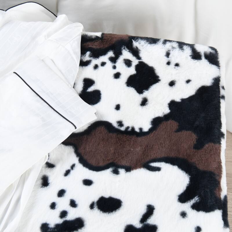 Home Soft Things Animal Pattern Ottoman Bench with Black Metal Legs