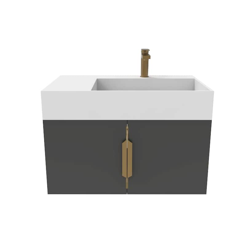 Amazon 30" Wall Mounted Bathroom Right Basin Vanity Set w/ White Top