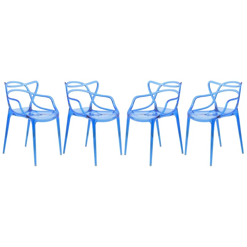 LeisureMod Milan Modern Intertwined Design Dining Side Chair Set of 4