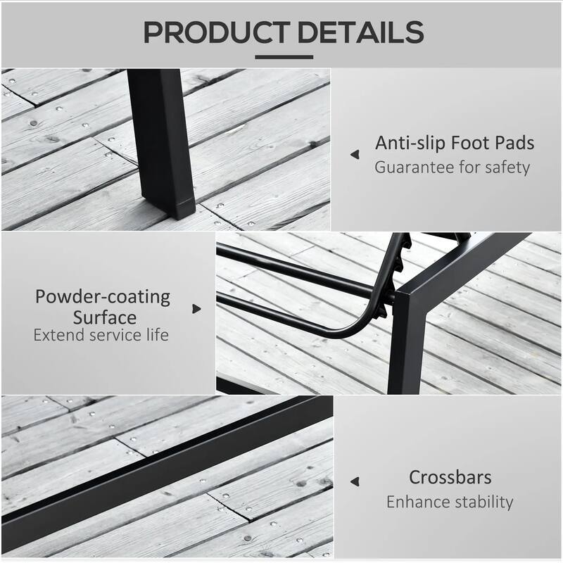 Outdoor Chaise Lounge, 5-Pos Recline, Wheels, Steel Frame, Breathable
