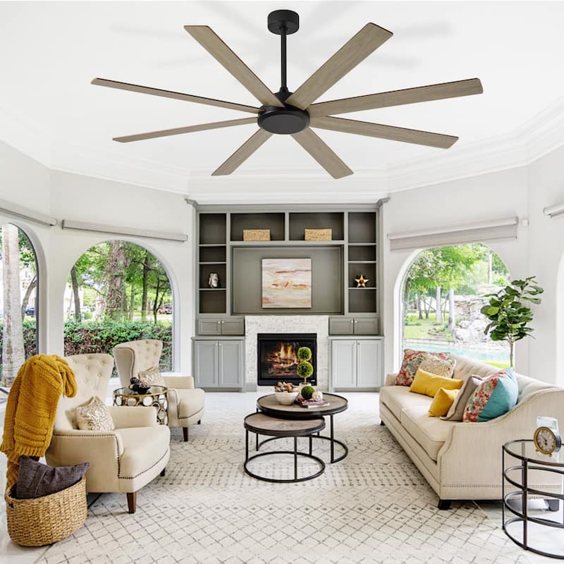 Large Ceiling Fan without Light - 8-Blade, Remote App Control, Dimmable 3CCT LED, Quiet DC Motor​