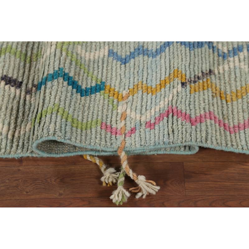 Moroccan Modern Runner Rug Handmade Wool Carpet - 3'2"x 16'1"