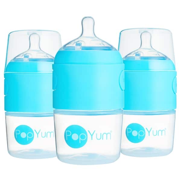 slide 2 of 25, PopYum 5 oz Anti-Colic Formula Making Baby Bottle 3-Pack - Blue