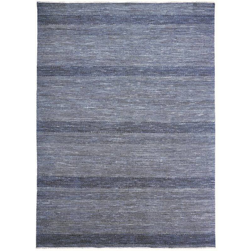 HomeRoots 9' X 12' Blue And Gray Wool Striped Hand Knotted Area Rug - 9' x 12'