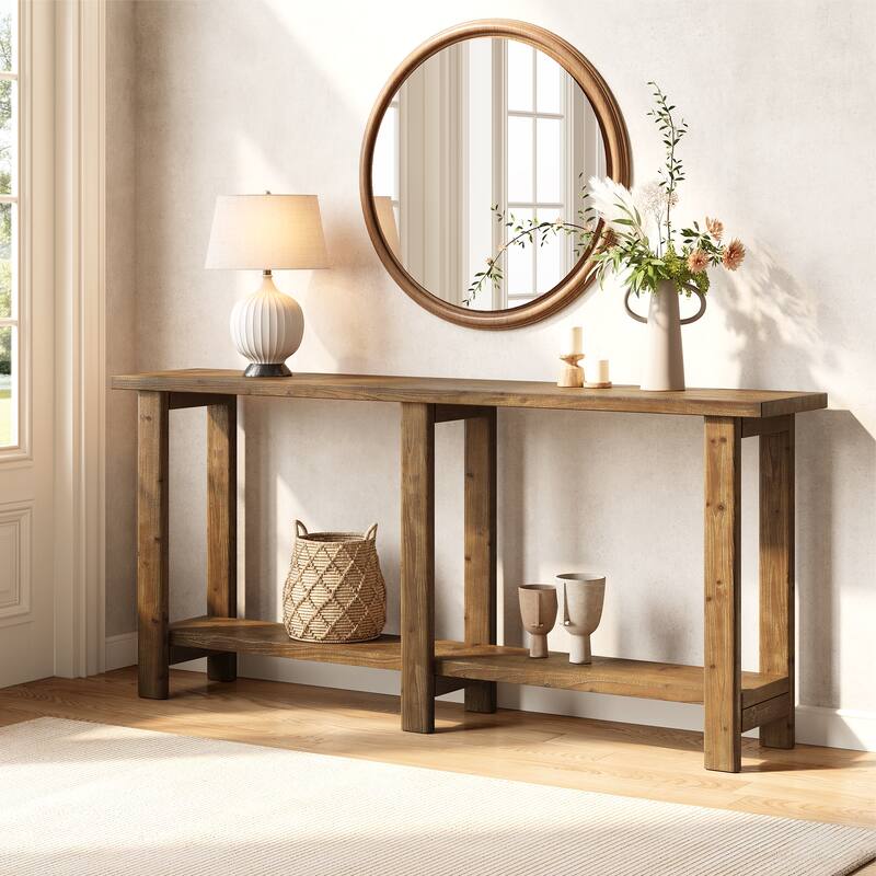 70.9 Inch Solid Wood Console Table for Entryway - 11.8"D x 70.9"W x 31.8"H - Bown