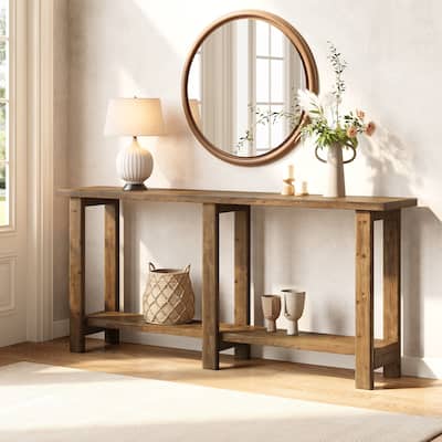 70.9 Inches Solid Wood Sofa Table Behind Couch for Entryway - 11.8"D x 70.9"W x 31.8"H