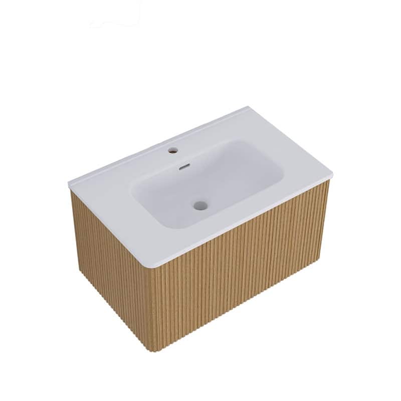 30 inch Wall-Mounted Bathroom Vanity Set with Integrated Ceramic Sink - 30" x 18"