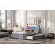 preview thumbnail 17 of 24, Queen Size Wood Storage Platform Bed with LED, 2-Drawers and Twin Size Trundle, White