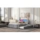 preview thumbnail 4 of 11, Queen Size Wood Storage Platform Kids Bed Frame with LED Headboard, Twin Size Trundle, and 2-Drawers, Easy to Assemble, Grey