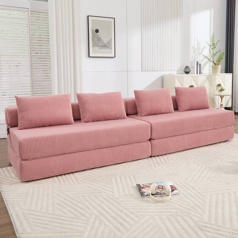 Rossetta Contemporary Square Space-Adaptive Foldable Design Corduroy Lasting Comfort Sofa, Easy to Assembly and Store