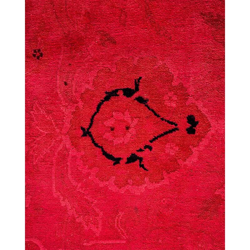 Overton Hand Knotted Wool Vintage Inspired Modern Contemporary Overdyed Pink Area Rug - 8' 9" x 11' 9"