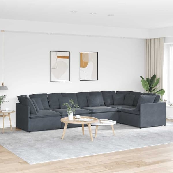slide 2 of 10, vidaXL Modular Sofa Dark Grey - 157.5 x 78.7 x 25.2