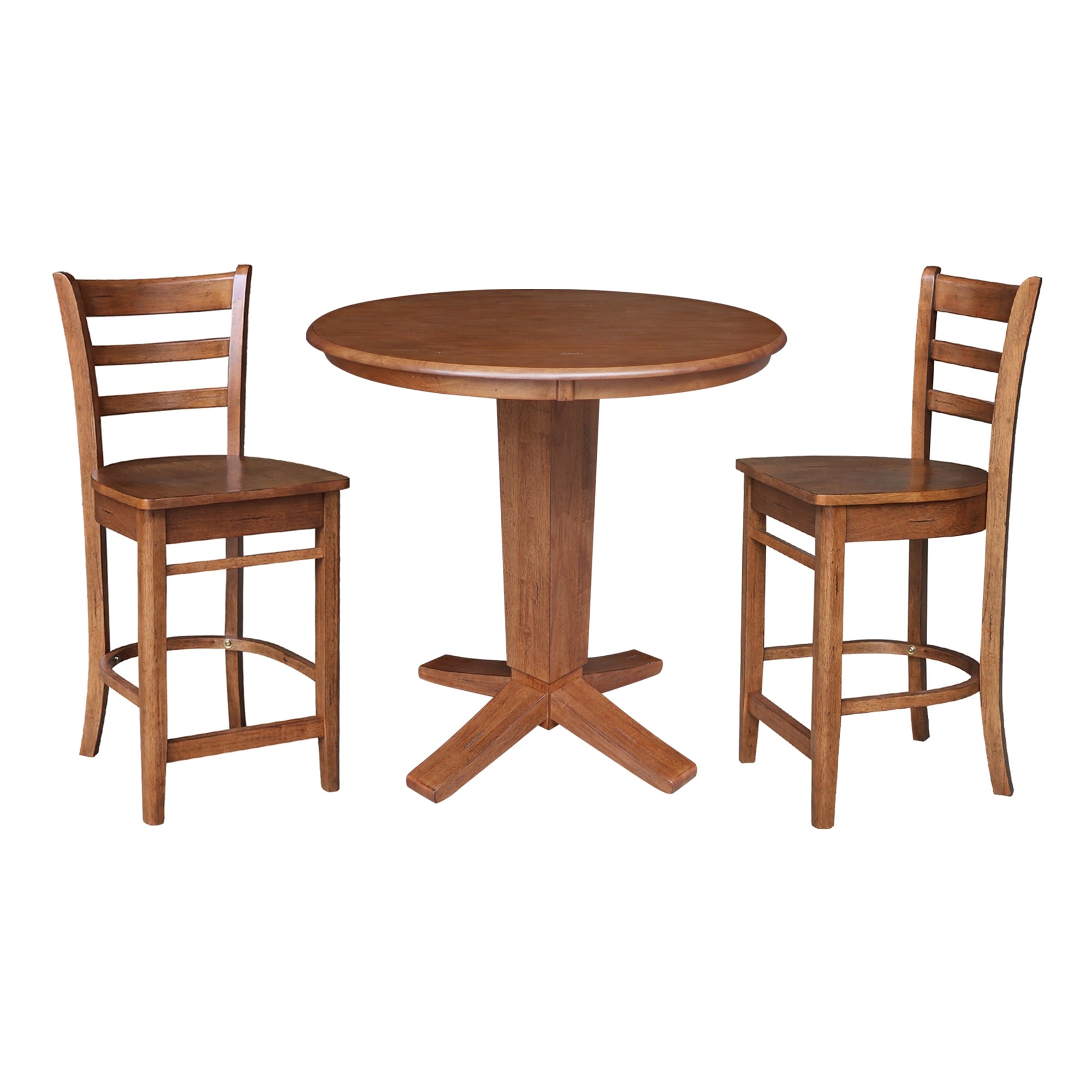 36 in Solid Wood Round Top Counter Height Dining Table with Stools