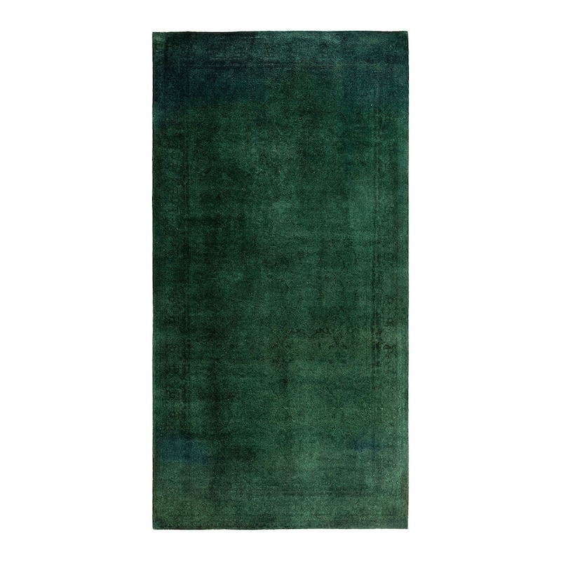 Fine Vibrance One-of-a-Kind Hand-Knotted Runner Rug - Green, 5' 1" x 10' 0" - 5' 1" x 10' 0"