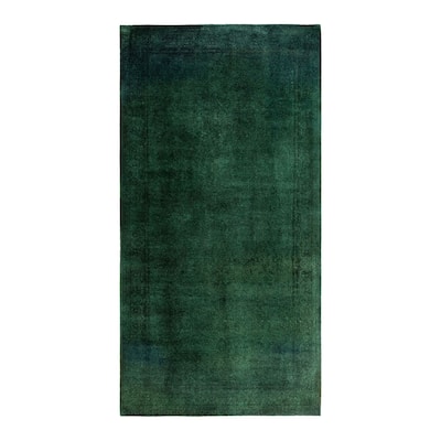 Fine Vibrance One-of-a-Kind Hand-Knotted Runner Rug - Green, 5' 1" x 10' 0" - 5' 1" x 10' 0"