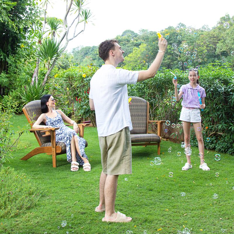 Cambridge Casual Camden Teak Patio Adirondack Chair Set with Padded Woven Seat - FREE Patio Cover