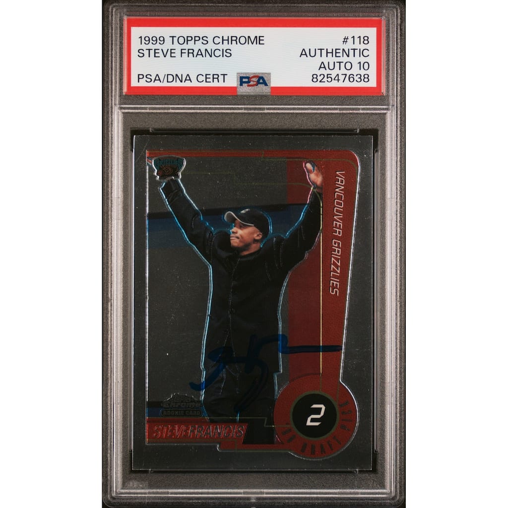 Steve Francis 1999 Topps Chrome Signed Rookie Card #118 Auto PSA 10 82547638 - 8'6" x 11'6"