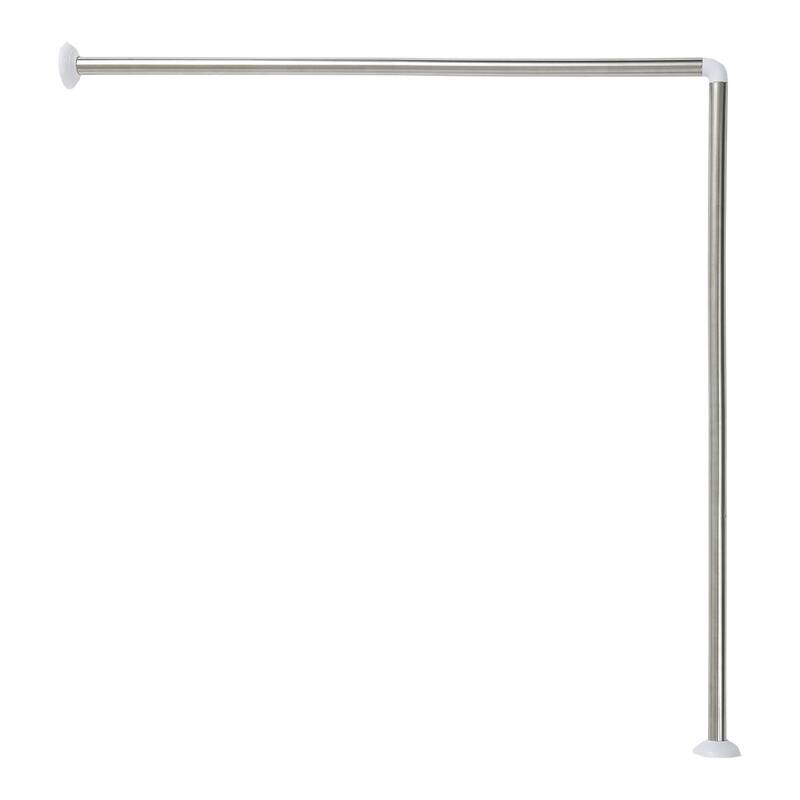 Wall Mounted Corner Shower Curtain Rod 35.4 - 35.4 Inches - Chrome Stainless Steel